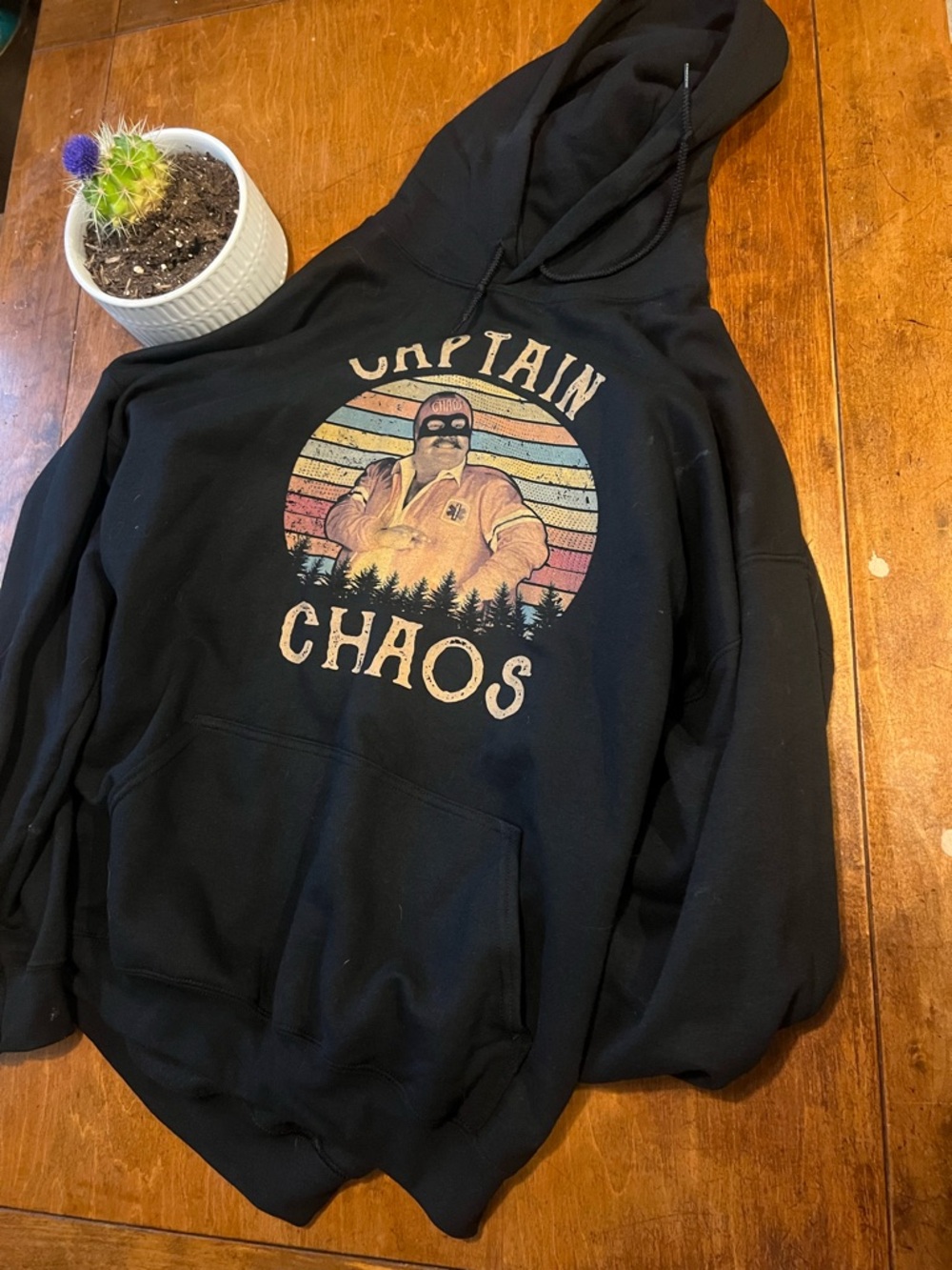 Captain Chaos Black Graphic Hoodie - Casual Men’s Pullover